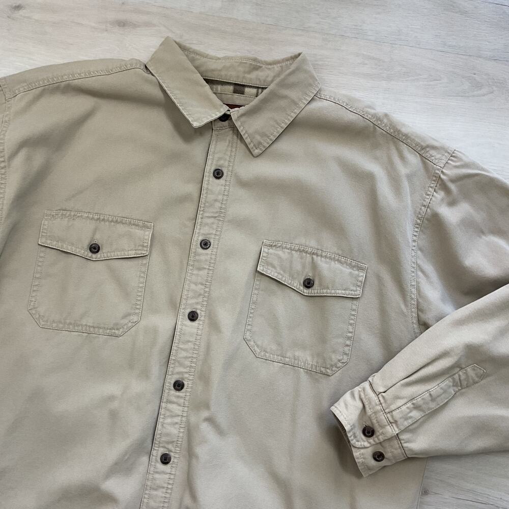Levi Strauss Flannel Lined Long Sleeve Button up Beige Mens XXL - Picture 6 of 10